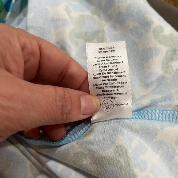 Talbots Ikat Blue & Cream Medallion Crewneck Cotton T Shirt Size M - Picture 7 of 8